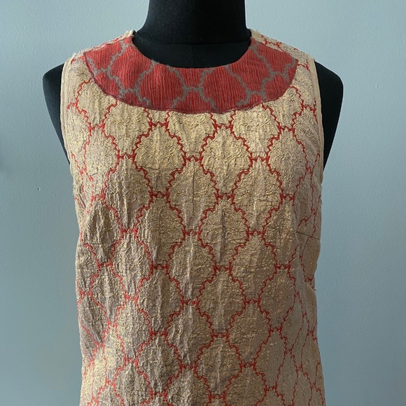 PRADA gold and red brocade sleeveless top - Picture 1 of 12